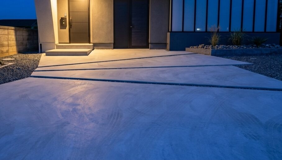 幾何学風に仕上げた土間コンクリート